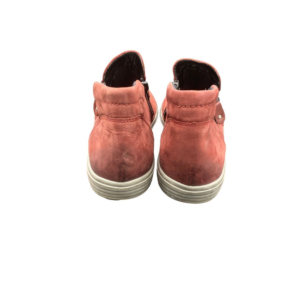 Ramonte Womens 9.5 Red Nubuck Leather Zip Up Memory Foam Ankle Boots Shoes - Picture 4 of 7